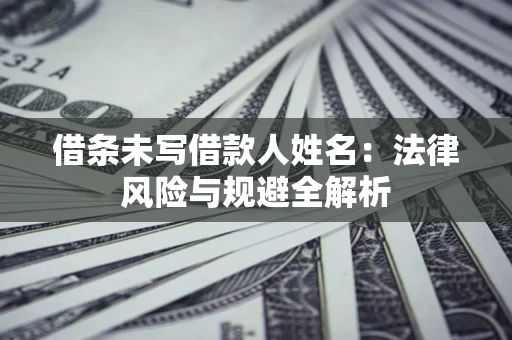 武汉借条未写借款人姓名：法律风险与规避全解析